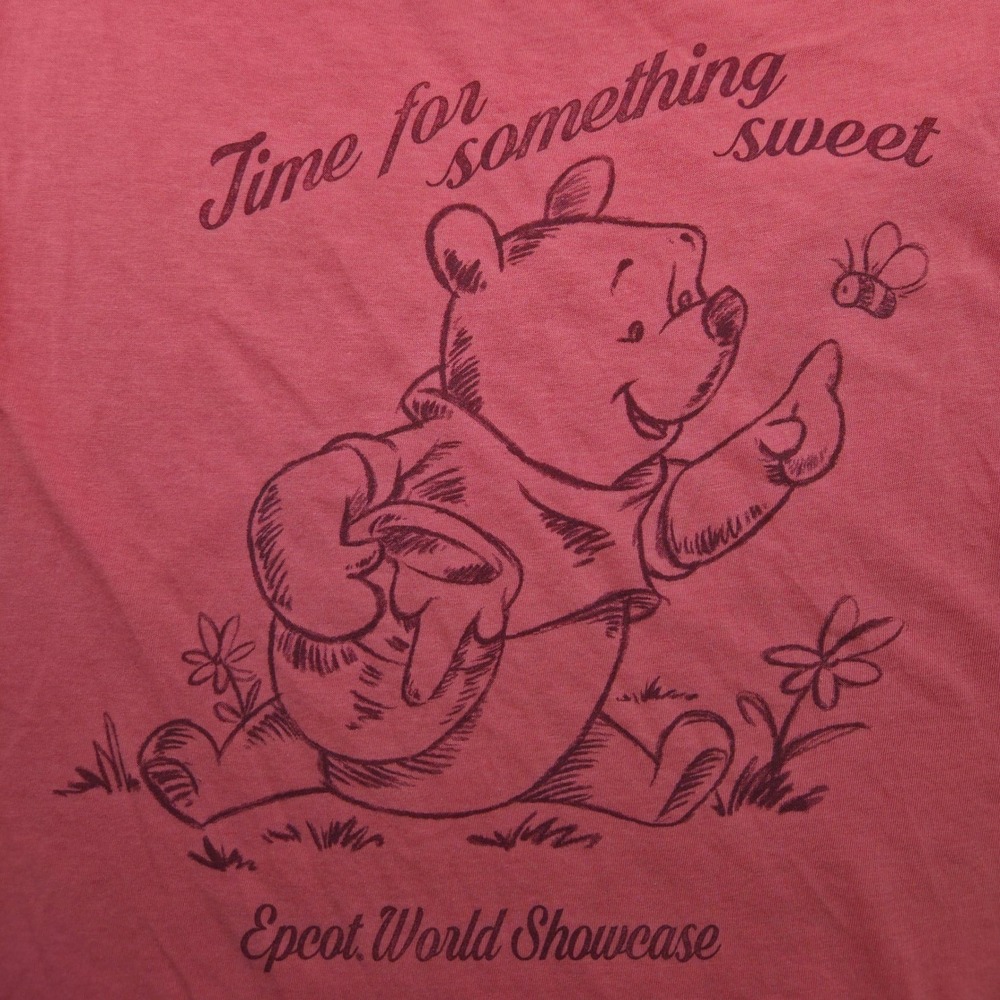 Disney Parks Winnie the Pooh Epcot Shirt Womens L Coral Cotton Modal Cap Sleeve